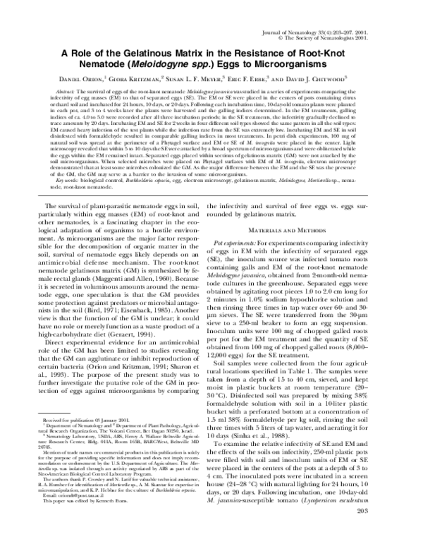 (PDF) A role of the gelatinous matrix in the resistance of rootknot