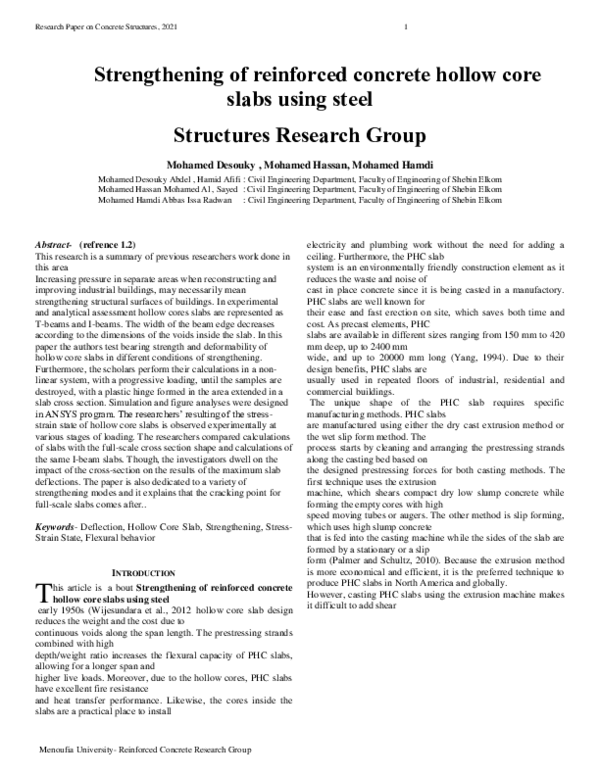 (PDF) Strengthening of reinforced concrete hollow core slabs using ...