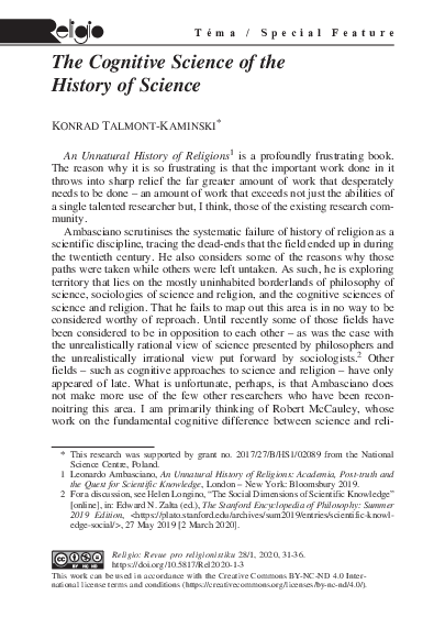 (PDF) The cognitive science of the history of science