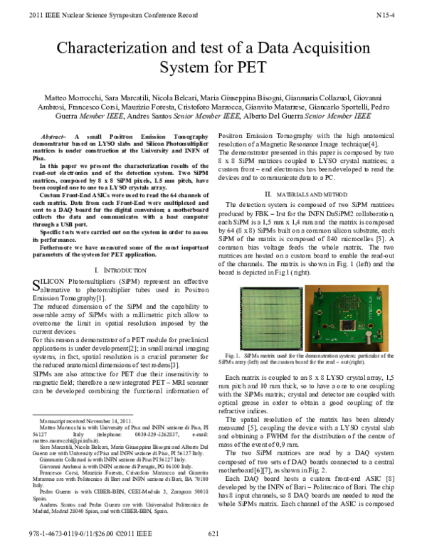(PDF) Characterization and test of a data acquisition system for PET