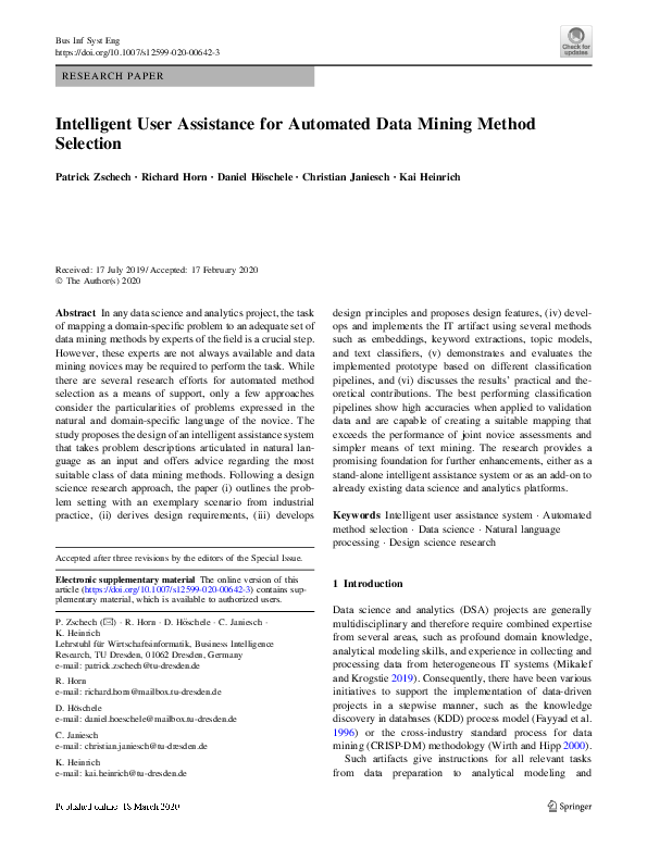 (PDF) Intelligent User Assistance for Automated Data Mining Method ...