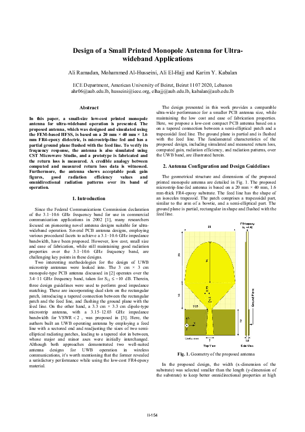 PDF) Design of a small printed monopole antenna for ultrawideband