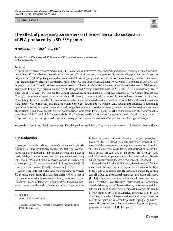 (PDF) The effect of processing parameters on the mechanical ...