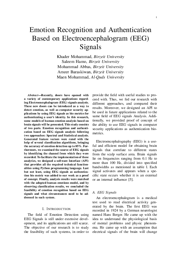 (PDF) Emotion Recognition and Authentication Based on ...