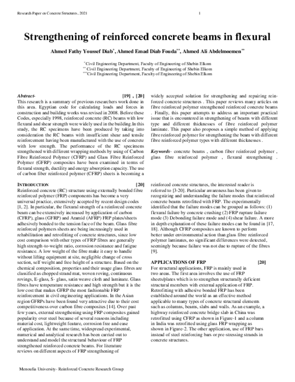 (PDF) Strengthening of reinforced concrete beams in flexural