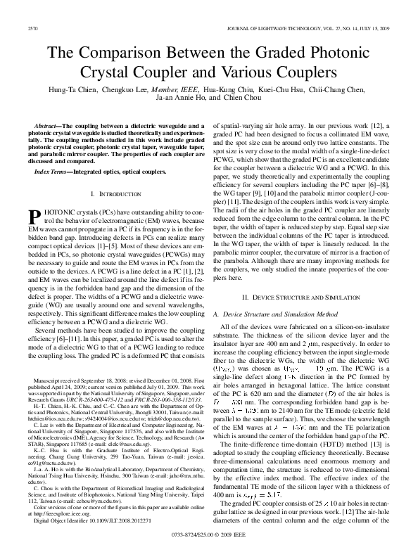 (PDF) The Comparison Between the Graded Photonic Crystal Coupler and ...