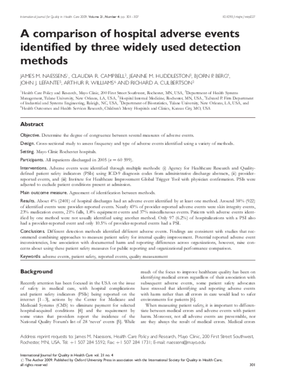 (PDF) A comparison of hospital adverse events identified by three ...