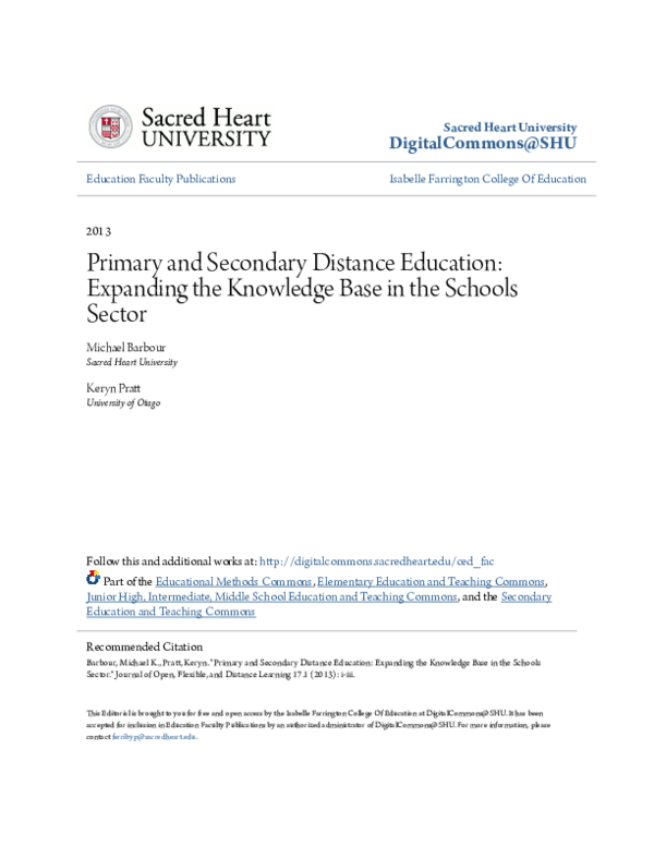 (PDF) Primary and Secondary Distance Education: Expanding the Knowledge ...