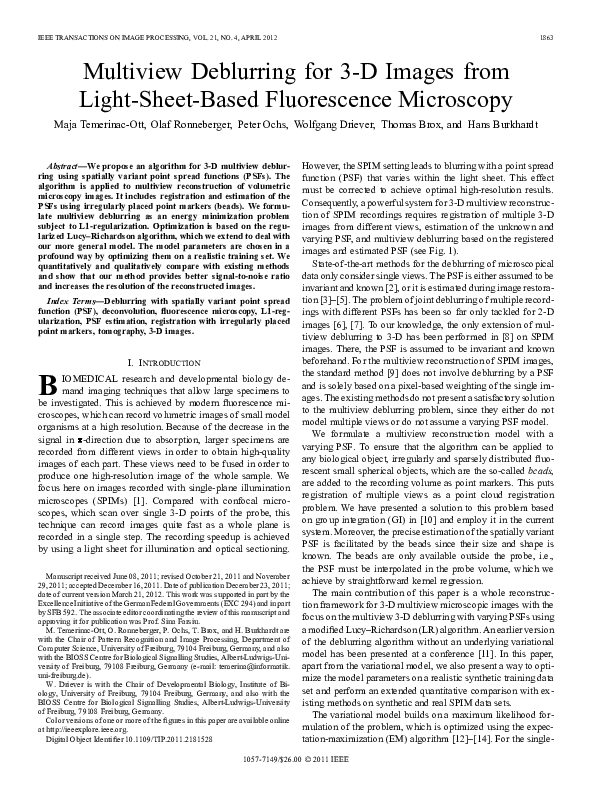 (PDF) Multiview Deblurring for 3-D Images from Light-Sheet-Based ...