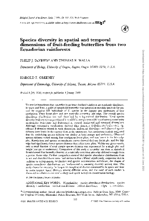 (PDF) Species diversity in spatial and temporal dimensions of fruit ...
