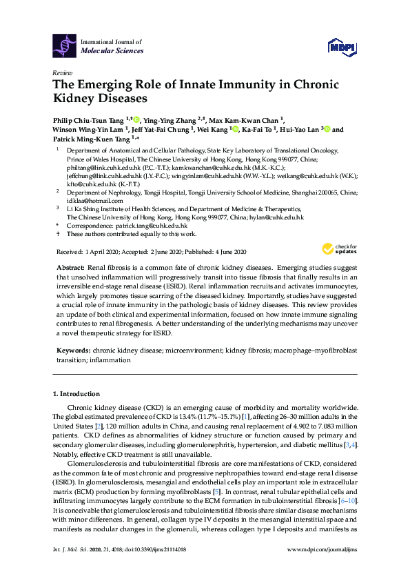 (PDF) The Emerging Role of Innate Immunity in Chronic Kidney Diseases