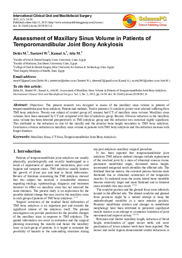 (PDF) Assessment of Maxillary Sinus Volume in Patients of ...