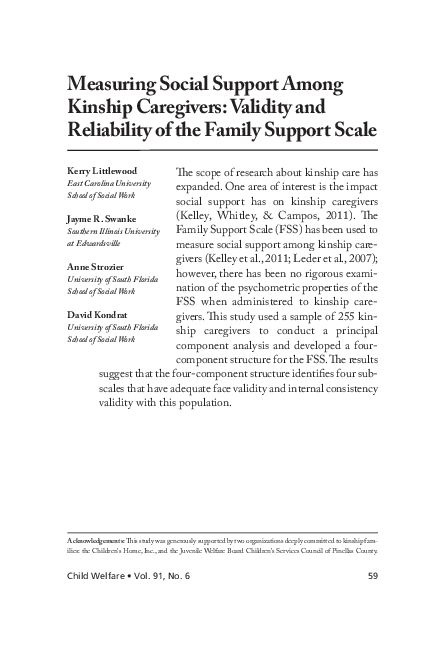 (PDF) Measuring social support among kinship caregivers: validity and ...