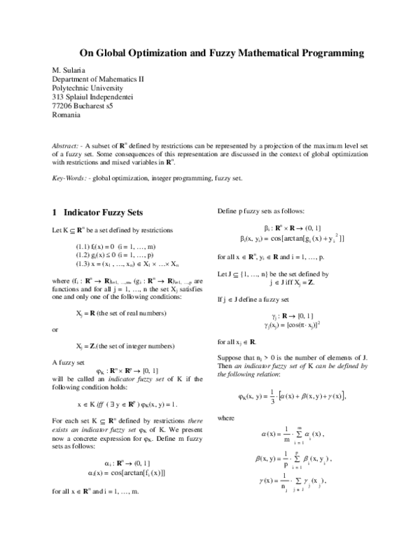 (PDF) On global optimization and fuzzy mathematical programming