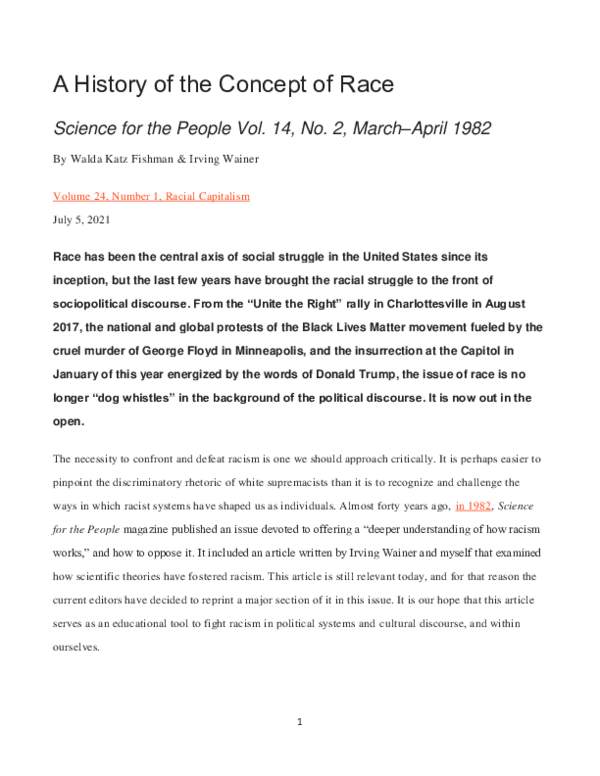 (PDF) A History of the Concept of Race