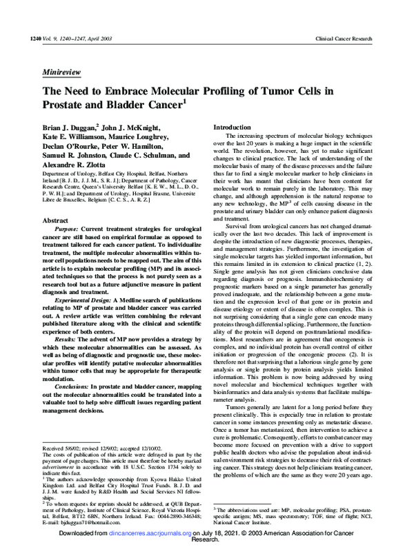 (PDF) The need to embrace molecular profiling of tumor cells in ...