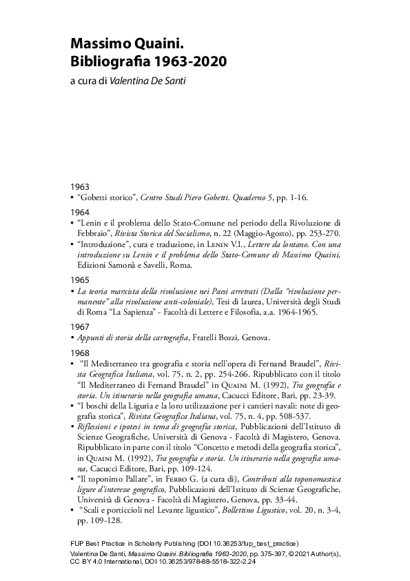 (PDF) Massimo Quaini. Bibliografia 1963 2020 Valentina De Santi