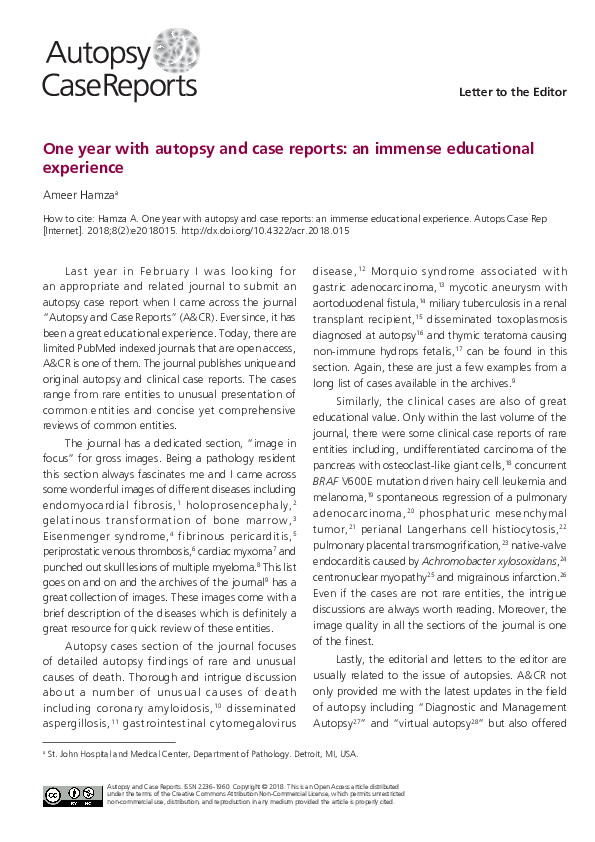 (PDF) One year with autopsy and case reports: an immense educational ...