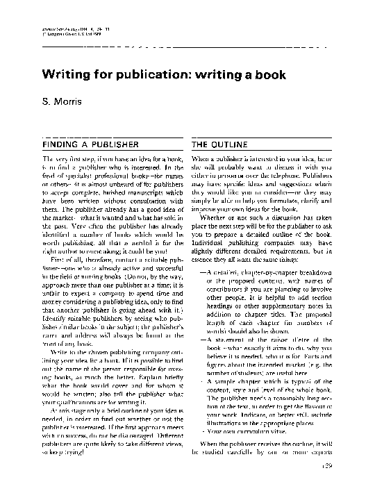 (PDF) Writing for publication: writing a book