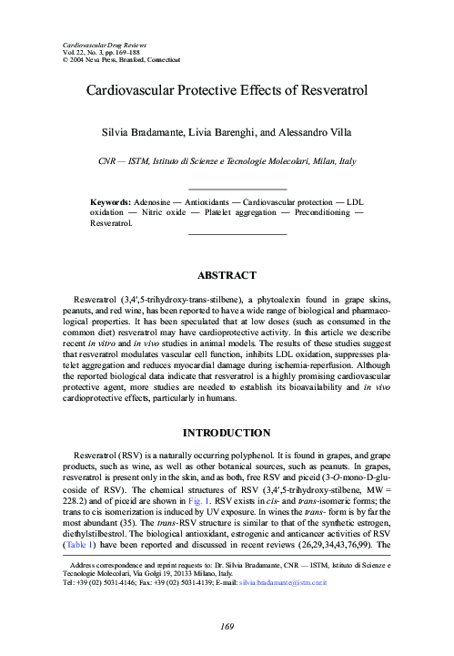 (PDF) Cardiovascular Protective Effects of Resveratrol