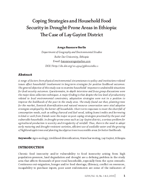 (PDF) Coping Strategies and Household Food Security in Drought-Prone ...