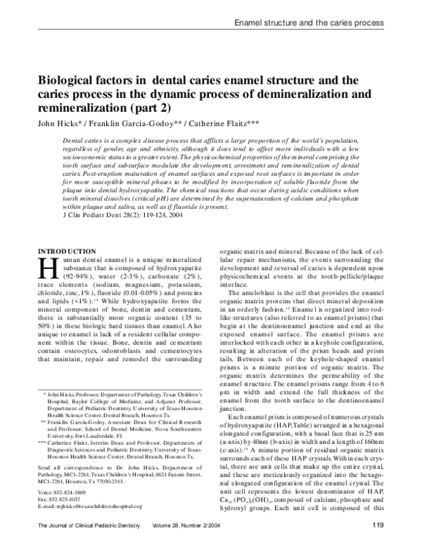 (PDF) Biological factors in dental caries enamel structure and the