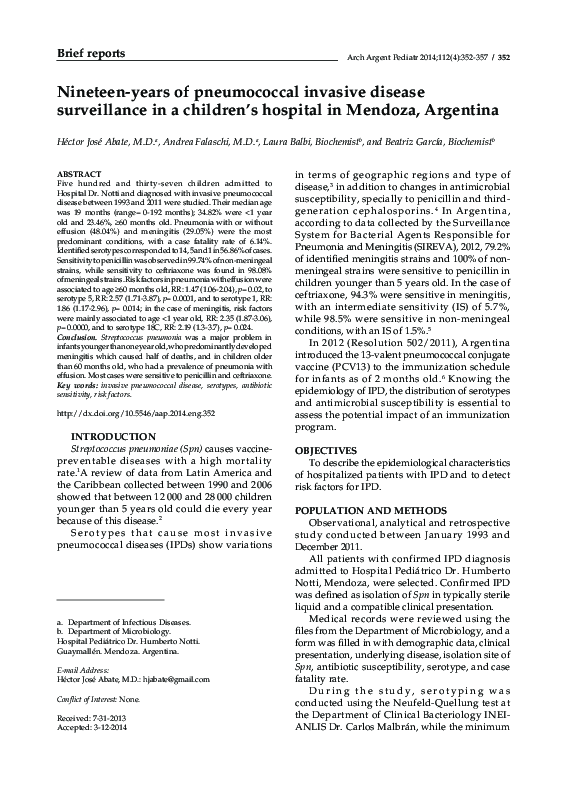 (PDF) Nineteen-years of pneumococcal invasive disease surveillance in a ...