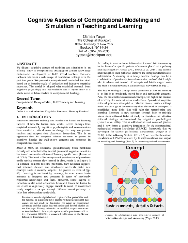 (PDF) Cognitive Aspects of Computational Modeling and Simulation in ...