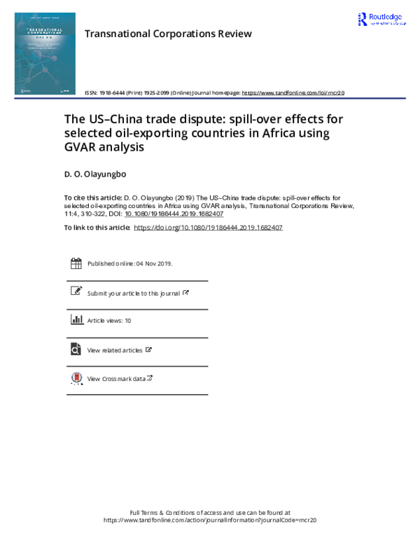 (PDF) The US–China trade dispute: spill-over effects for selected oil ...