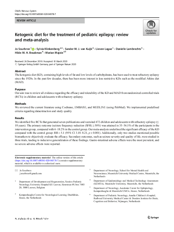 (PDF) Ketogenic diet for the treatment of pediatric epilepsy: review ...
