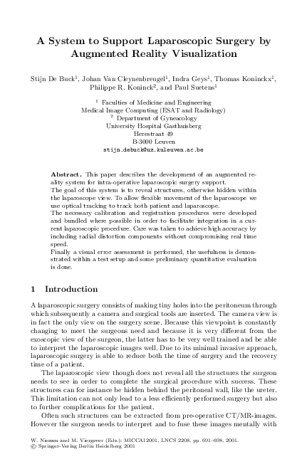 (PDF) A System to Support Laparoscopic Surgery by Augmented Reality ...