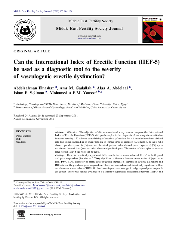 (PDF) Can the International Index of Erectile Function (IIEF-5) be used ...