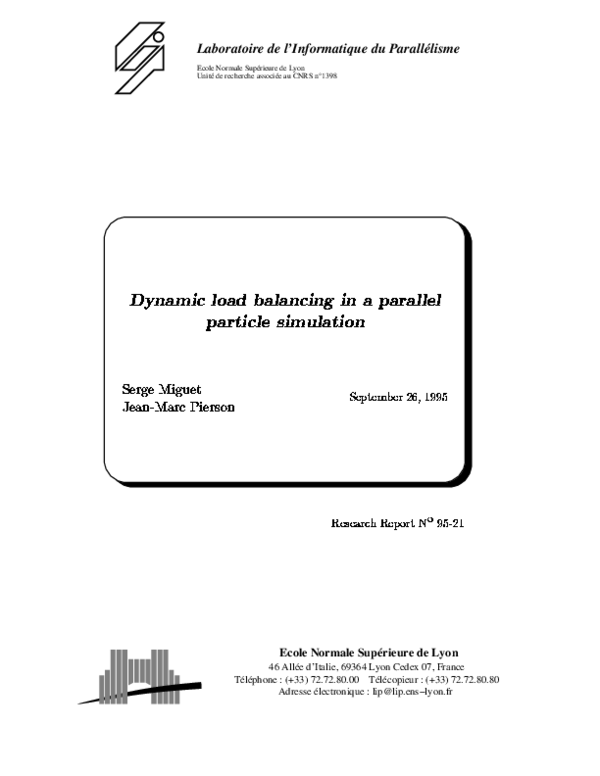 (PDF) Dynamic Load Balancing in a Parallel Particle Simulation