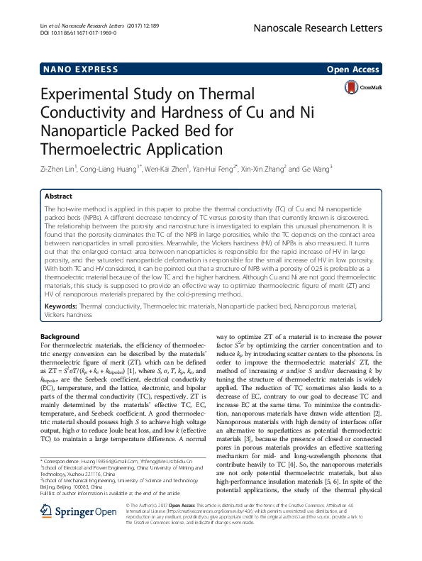(PDF) Experimental study on thermal conductivity and viscosity of water ...