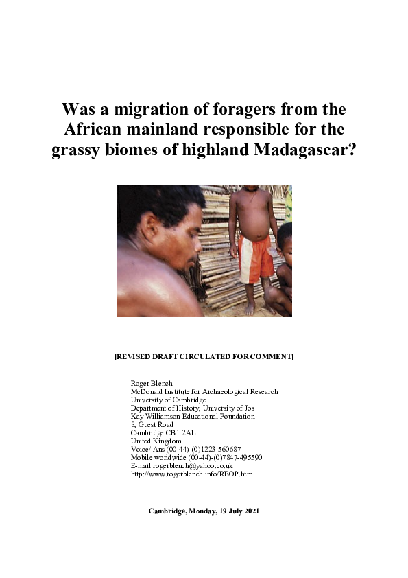 (PDF) Was a migration of foragers from the African mainland responsible ...