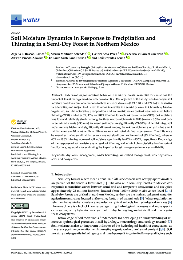 (PDF) Soil Moisture Dynamics in Response to Precipitation and Thinning ...