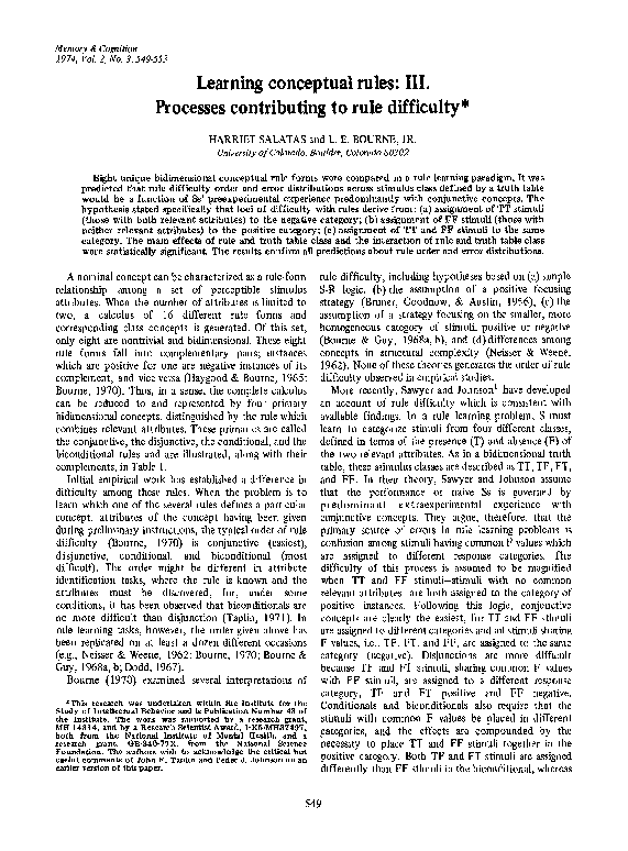 (PDF) Learning conceptual rules: III. Processes contributing to rule ...
