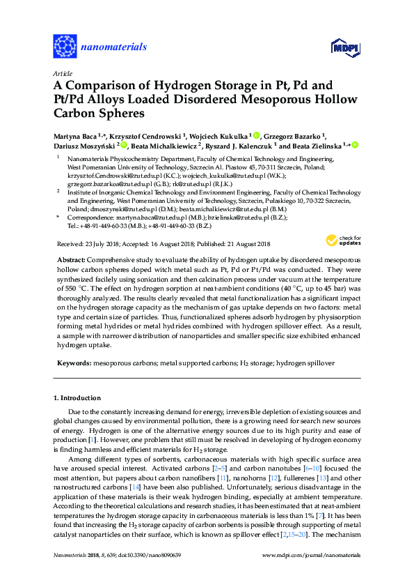 (PDF) A Comparison of Hydrogen Storage in Pt, Pd and Pt/Pd Alloys ...