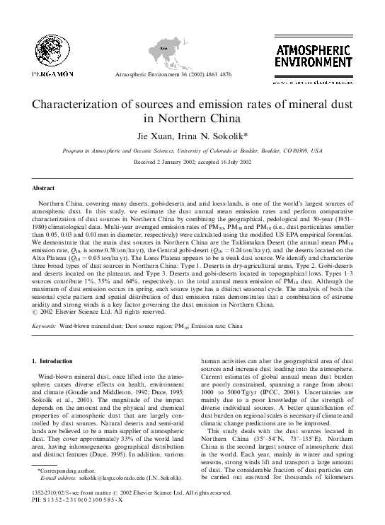 (PDF) Characterization of sources and emission rates of mineral dust in ...