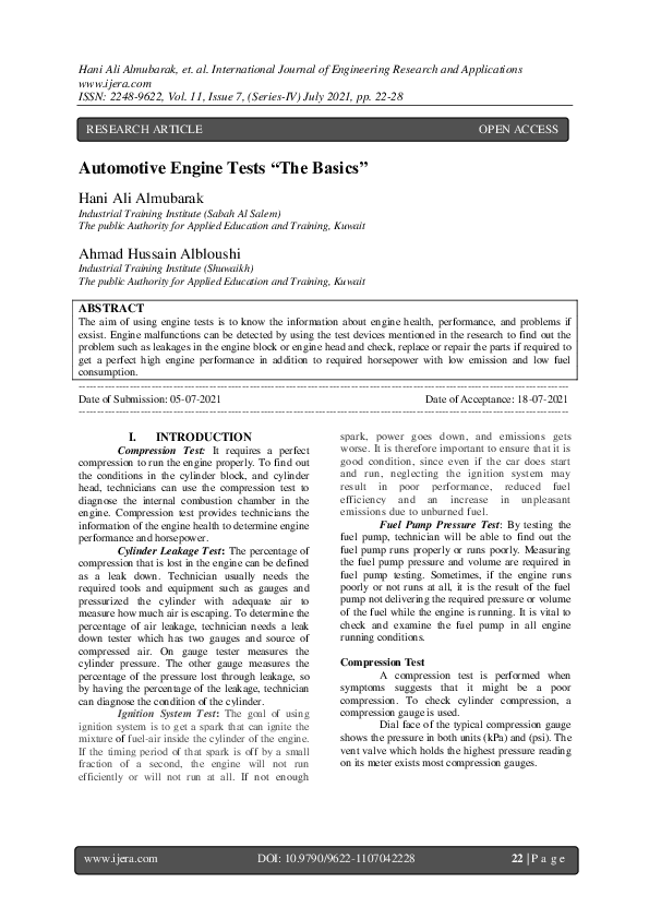 (PDF) Automotive Engine Tests 