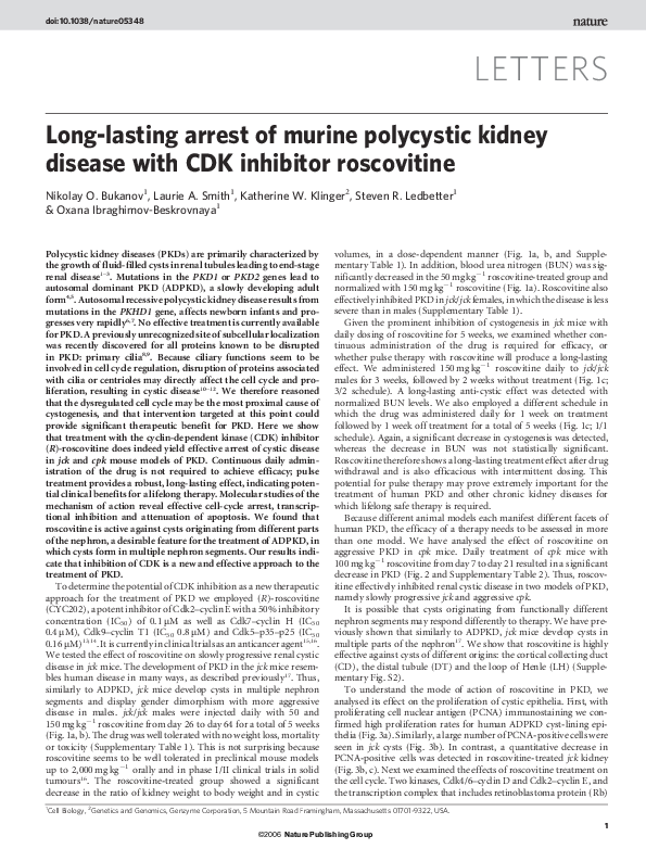 (PDF) Long-lasting arrest of murine polycystic kidney disease with CDK ...