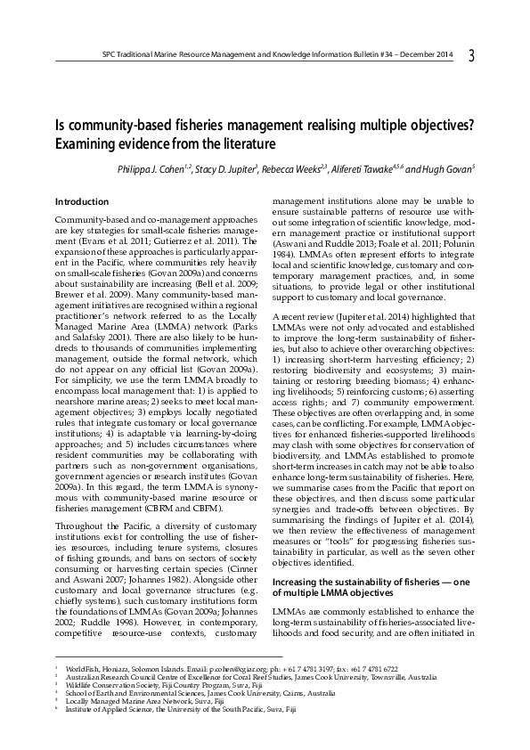(PDF) Is community-based fisheries management realising multiple ...