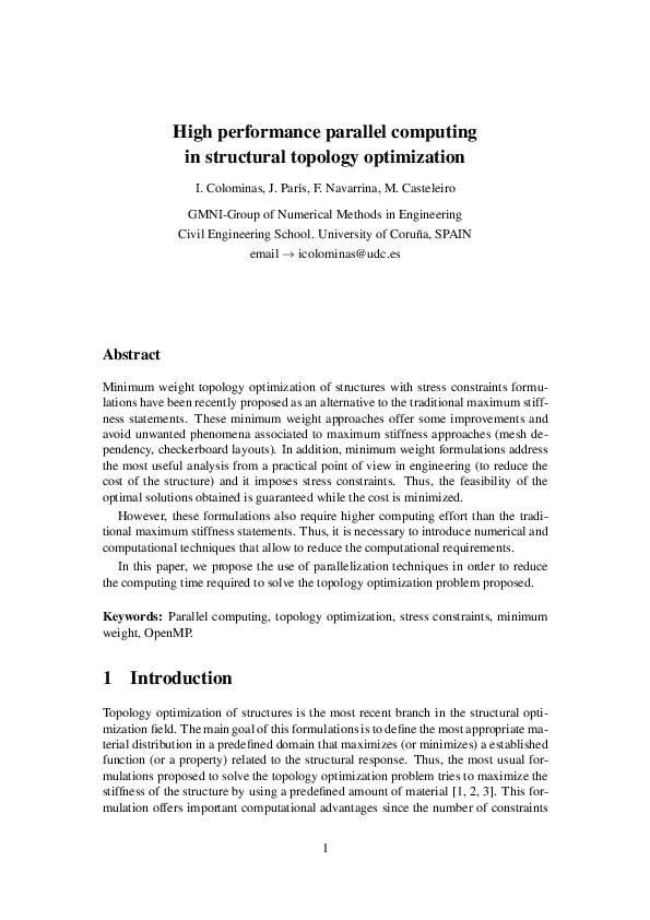 (PDF) High Performance Parallel Computing in Structural Topology ...