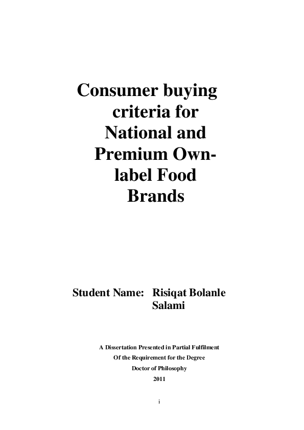 (PDF) Consumer Buying Criteria for National and Premium Own-label Food ...