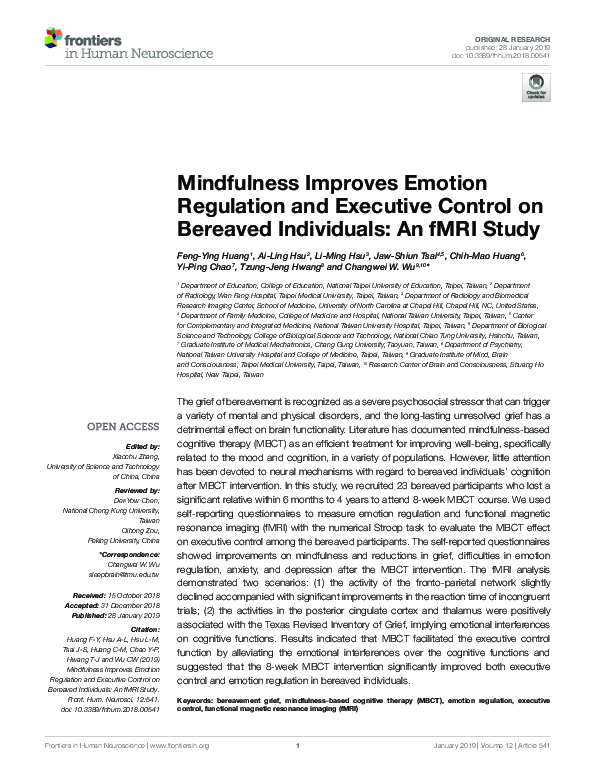 (PDF) Mindfulness Improves Emotion Regulation and Executive Control on ...