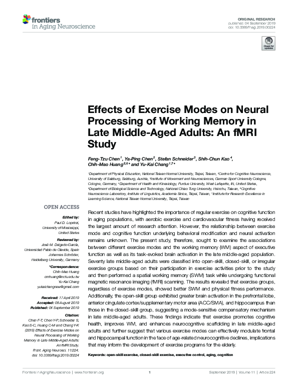 (PDF) Effects of Exercise Modes on Neural Processing of Working Memory ...