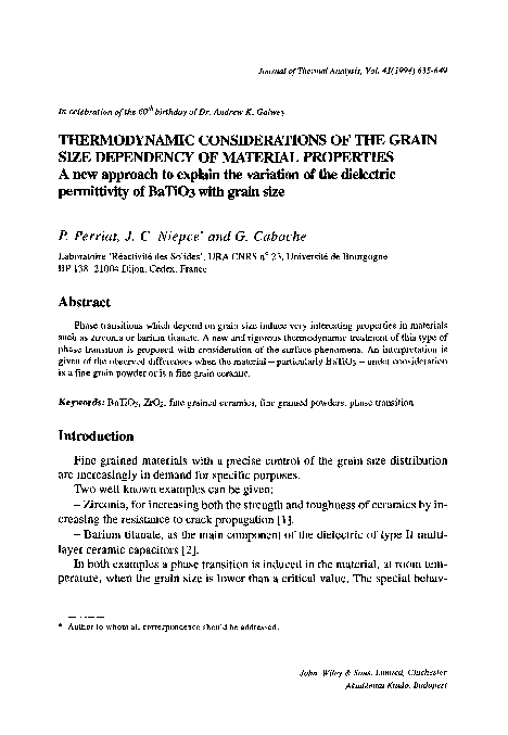 (PDF) Thermodynamic considerations of the grain size dependency of ...