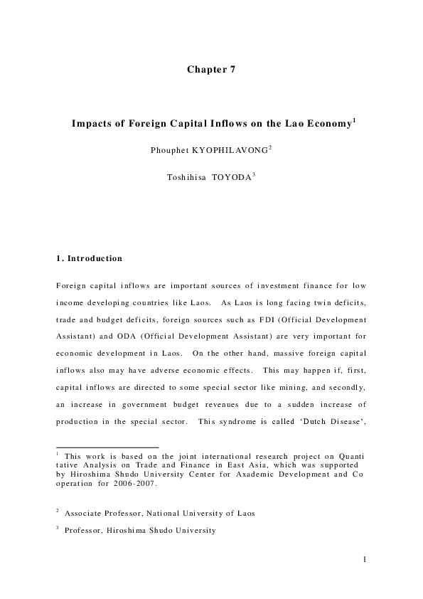 (PDF) Impact of Foreign Capital Inflows on the Lao Economy
