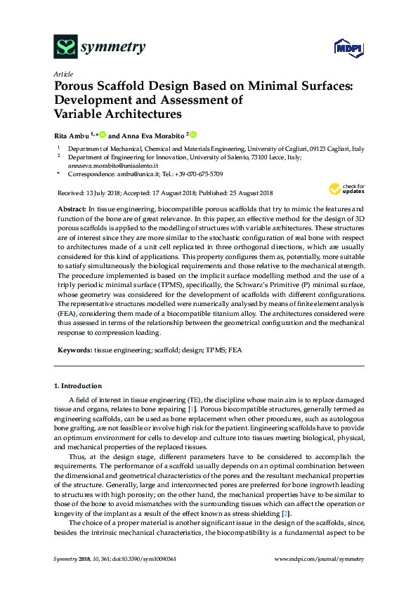 (PDF) Porous Scaffold Design Based on Minimal Surfaces: Development and ...