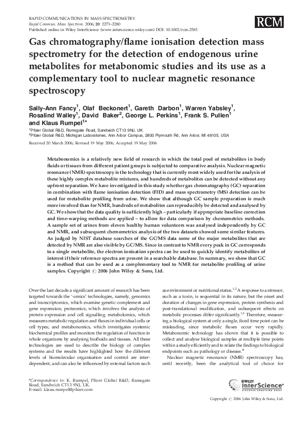 (PDF) Gas chromatography/flame ionisation detection mass spectrometry for the detection of